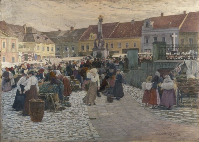 Johann Nepomuk Geller: Trh v Hustopečích (1904). Foto: archiv muzea.